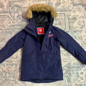 Rossignol Kids Navy French Ski Jacket with Fur Trim